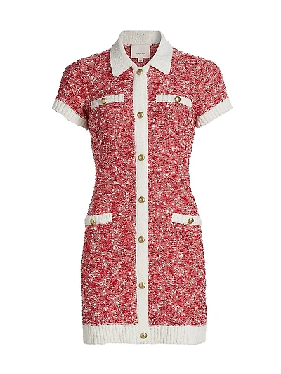 Adelaide Tweed Fitted Mini-Shirtdress