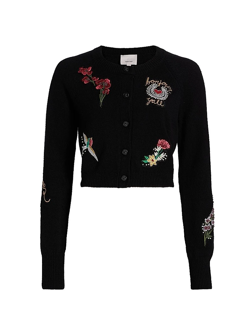 Amour Millie Embroidered Crop Cardigan