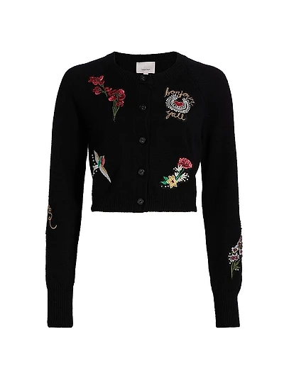 Amour Millie Embroidered Crop Cardigan