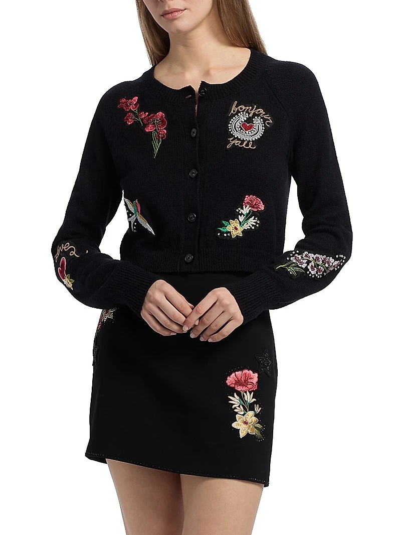 Amour Millie Embroidered Crop Cardigan