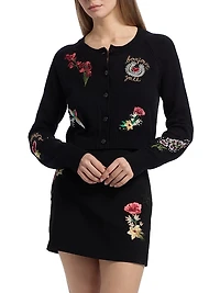Amour Millie Embroidered Crop Cardigan