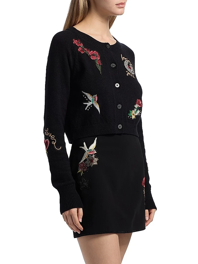 Amour Millie Embroidered Crop Cardigan