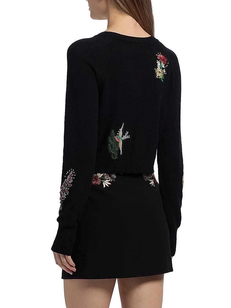Amour Millie Embroidered Crop Cardigan
