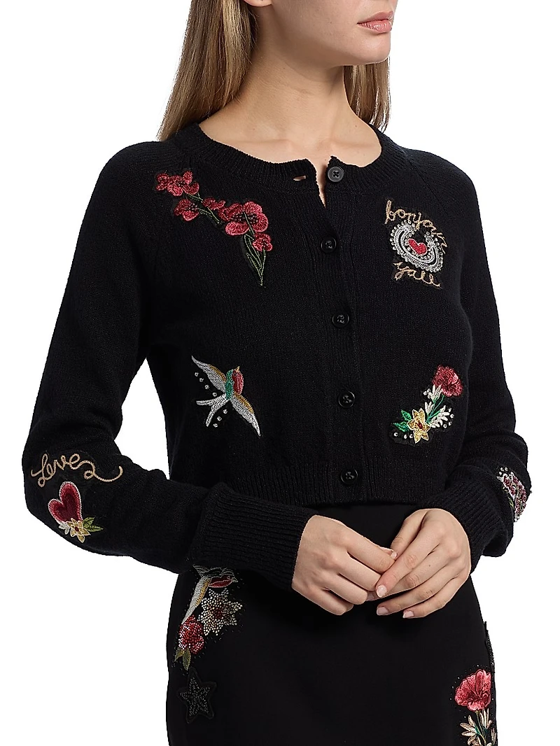 Amour Millie Embroidered Crop Cardigan