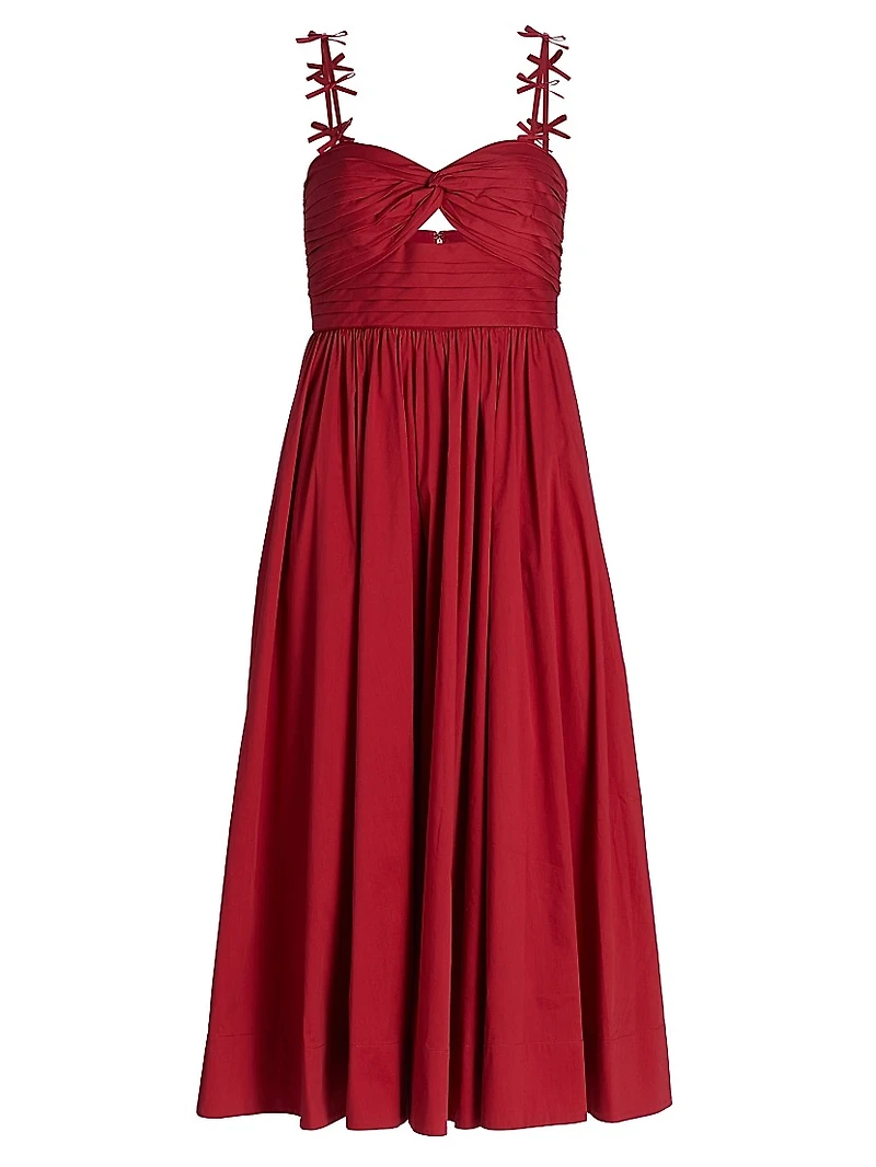 Agnes Poplin Bow-Strap Midi-Dress
