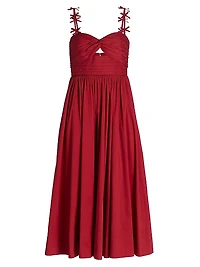 Agnes Poplin Bow-Strap Midi-Dress