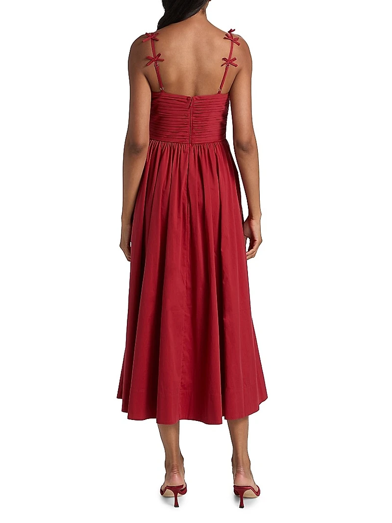 Agnes Poplin Bow-Strap Midi-Dress