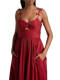 Agnes Poplin Bow-Strap Midi-Dress