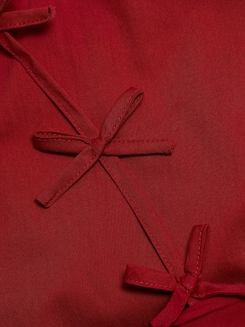 Agnes Poplin Bow-Strap Midi-Dress