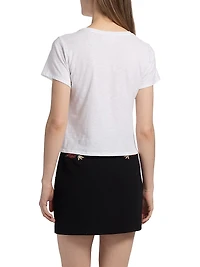 Amour Shrunken Embellished Graphic Cotton T-Shirt