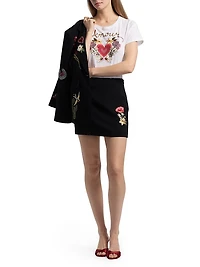 Amour Shrunken Embellished Graphic Cotton T-Shirt