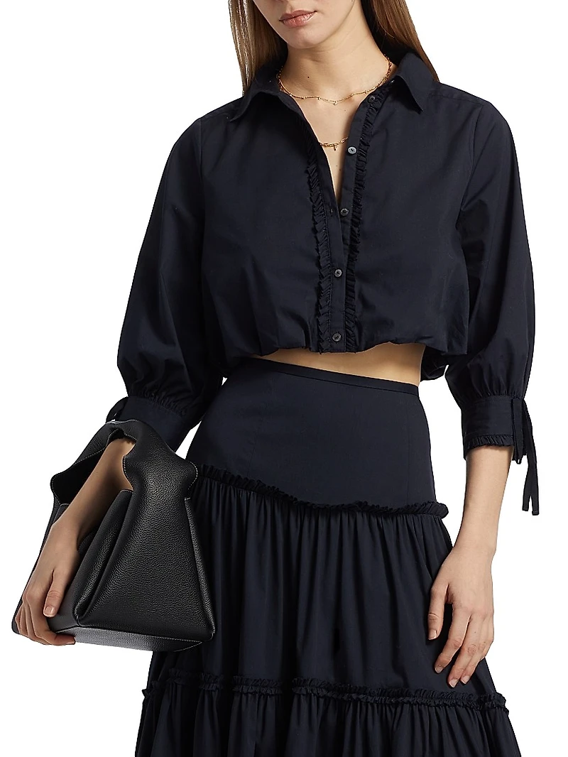 Roupao Point Collar Crop Shirt
