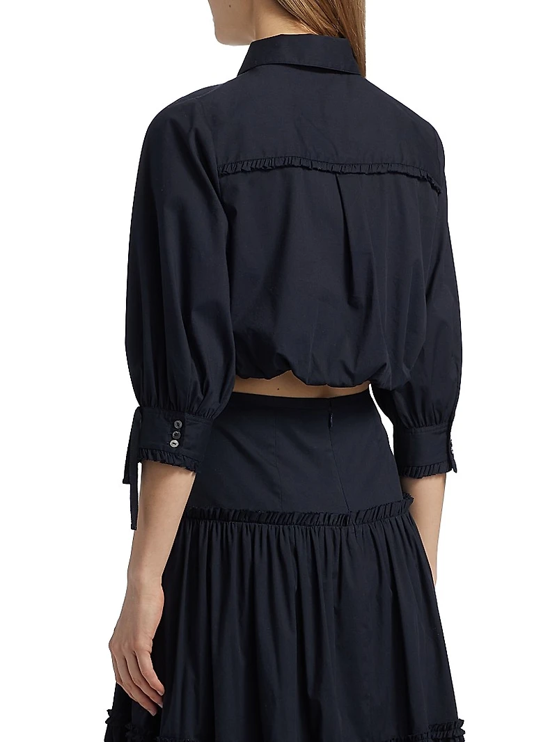 Roupao Point Collar Crop Shirt