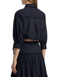 Roupao Point Collar Crop Shirt