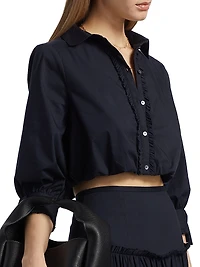 Roupao Point Collar Crop Shirt
