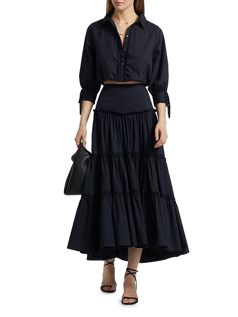 Roupao Point Collar Crop Shirt