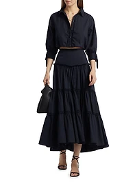 Roupao Point Collar Crop Shirt