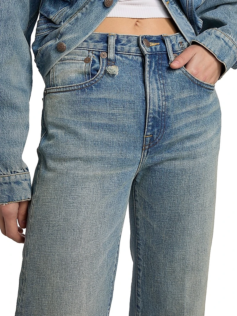 Charlotte Washed-Denim High-Rise Straight-Leg Jeans