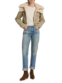 Corduroy & Faux-Sherpa Crop Trucker Jacket