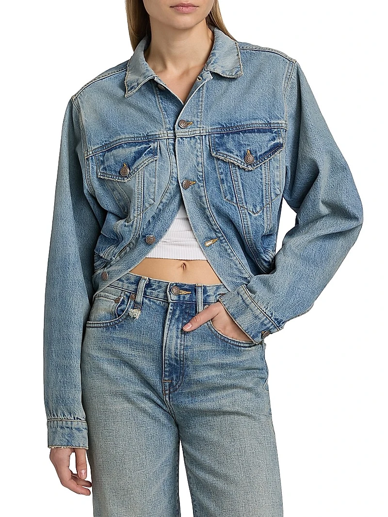 Washed Denim Crop Jacket