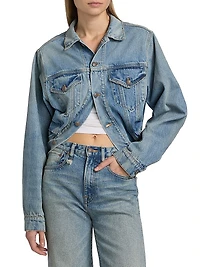 Washed Denim Crop Jacket