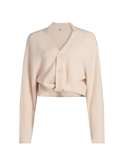 Cashmere Twisted V-Neck Cardigan