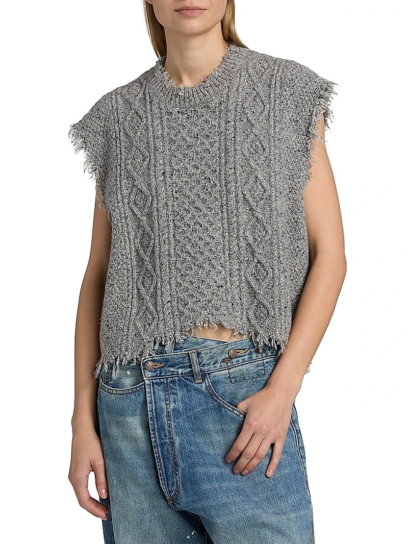 Wool-Blend Cable-Knit Tank