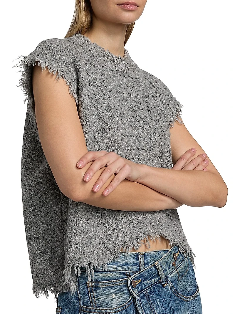 Wool-Blend Cable-Knit Tank