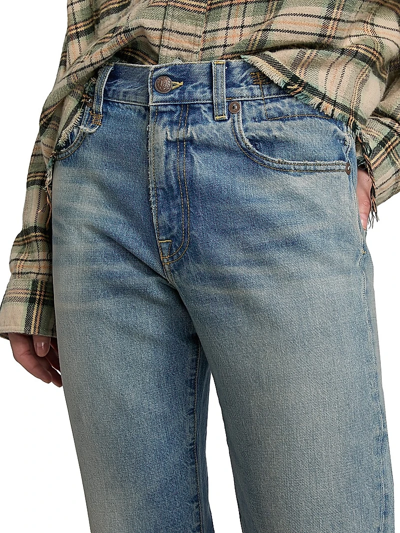 Romeo Washed Denim Cuffed High-Rise Straight-Leg Jeans