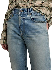 Romeo Washed Denim Cuffed High-Rise Straight-Leg Jeans