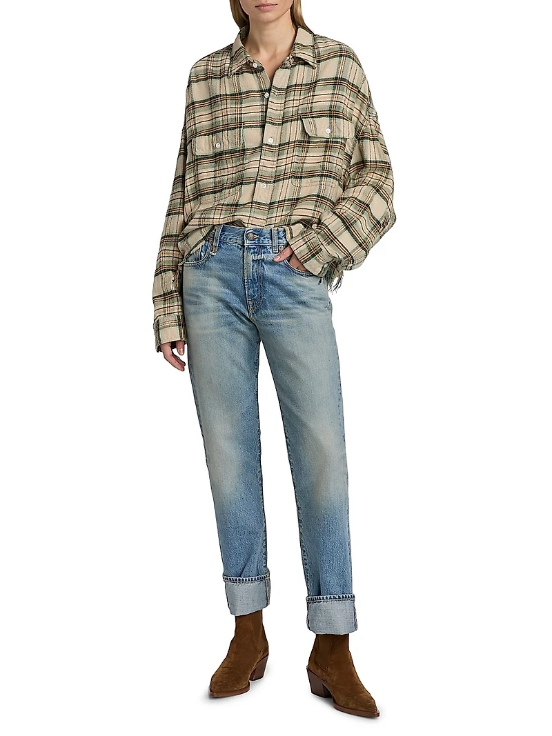 Romeo Washed Denim Cuffed High-Rise Straight-Leg Jeans