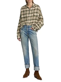 Romeo Washed Denim Cuffed High-Rise Straight-Leg Jeans