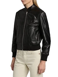 Leather Stand-Collar Crop Jacket