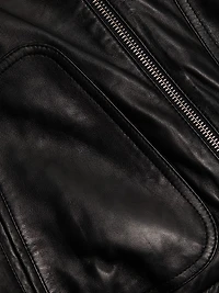 Leather Stand-Collar Crop Jacket