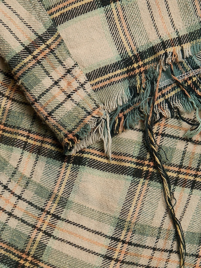 Plaid Cotton Button-Front Crop Work Shirt