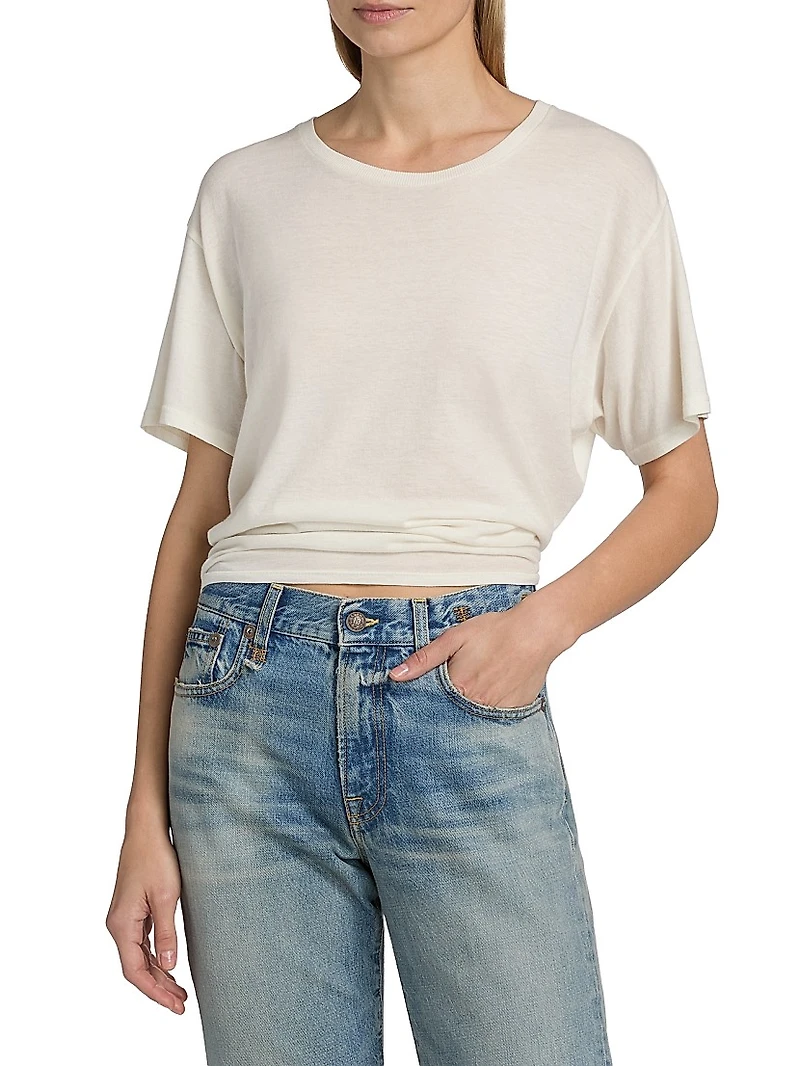 Cotton-Cashmere Crop T-Shirt