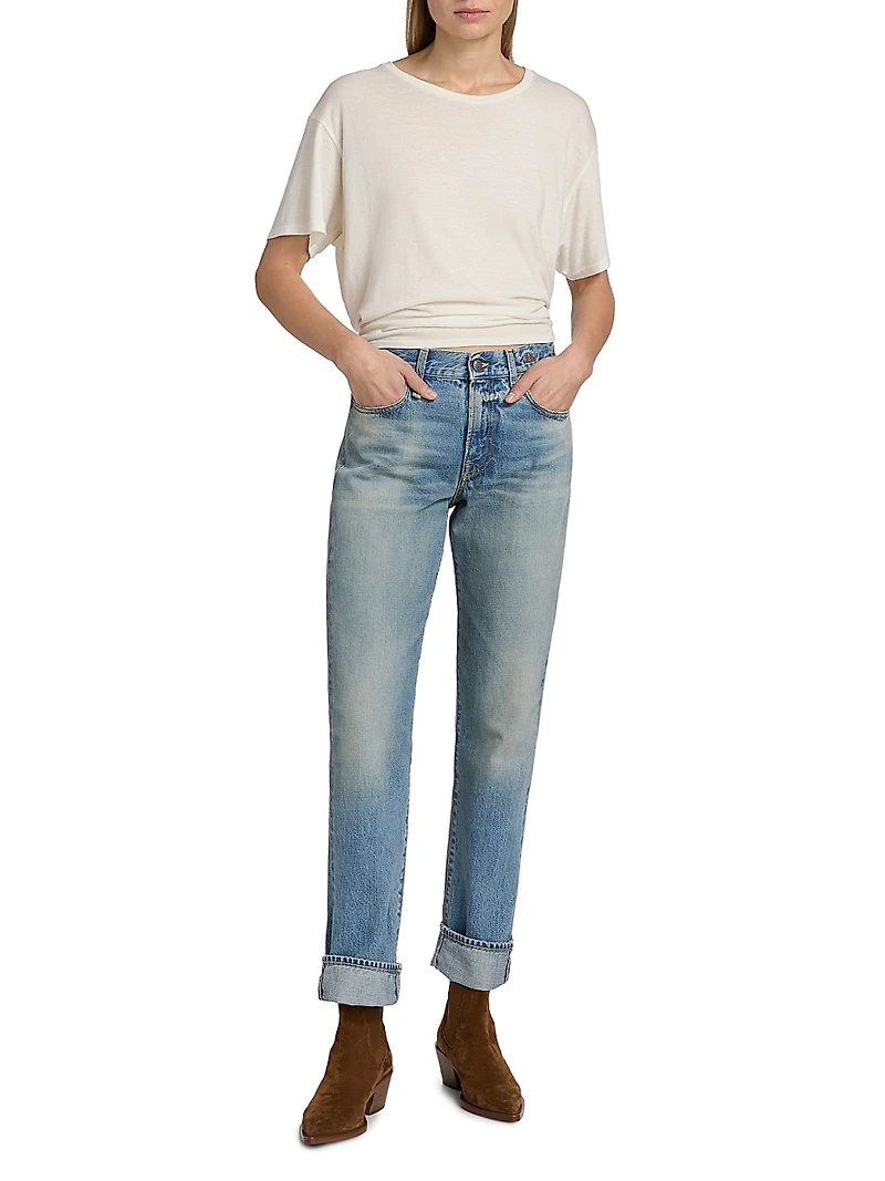 Cotton-Cashmere Crop T-Shirt
