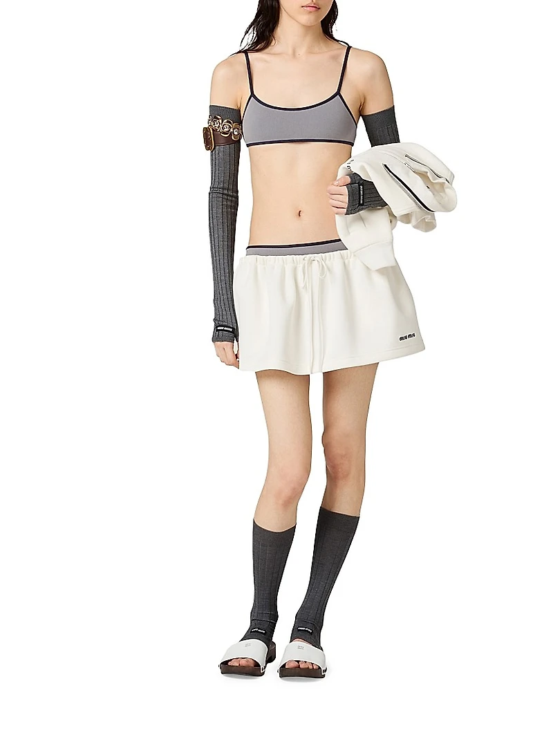 Bonded Piqué and Technical Jersey Miniskirt