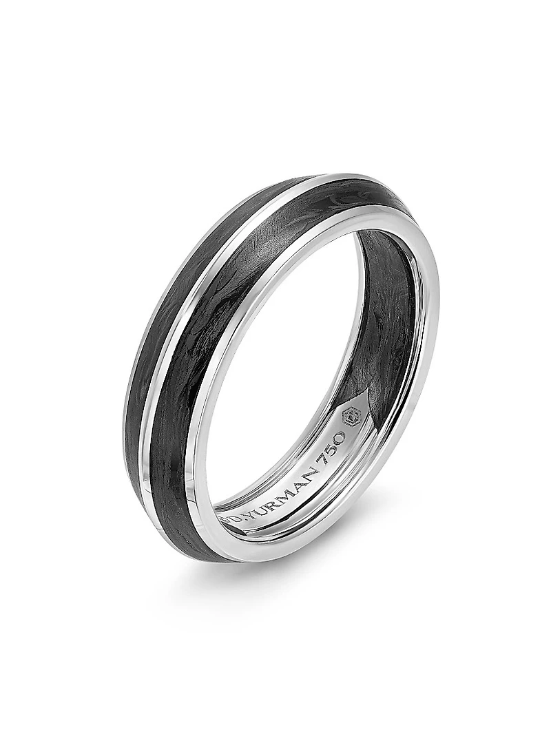Knife Edge Band Ring 18K White Gold