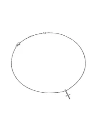 Cable Cross Pendant Necklace in Sterling Silver, 17.5MM