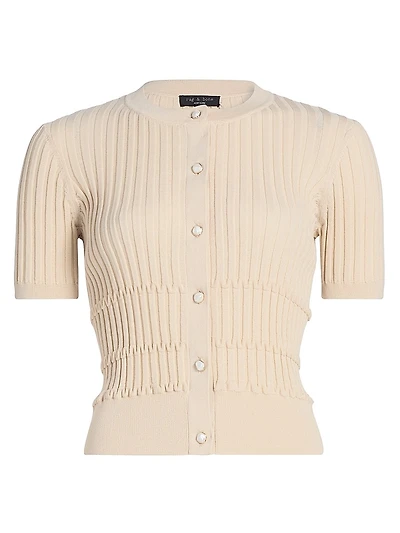 Stacey Short-Sleeve Rib-Knit Cardigan