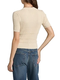 Stacey Short-Sleeve Rib-Knit Cardigan