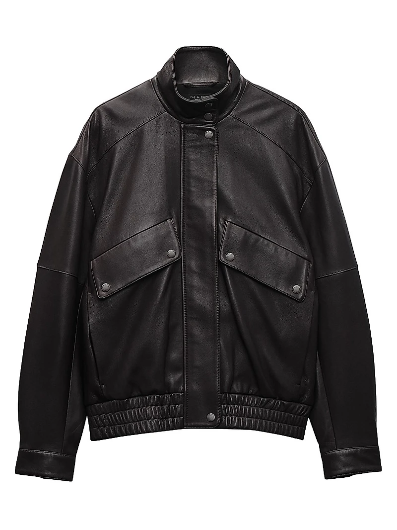 Aria Leather Bomber Jacket