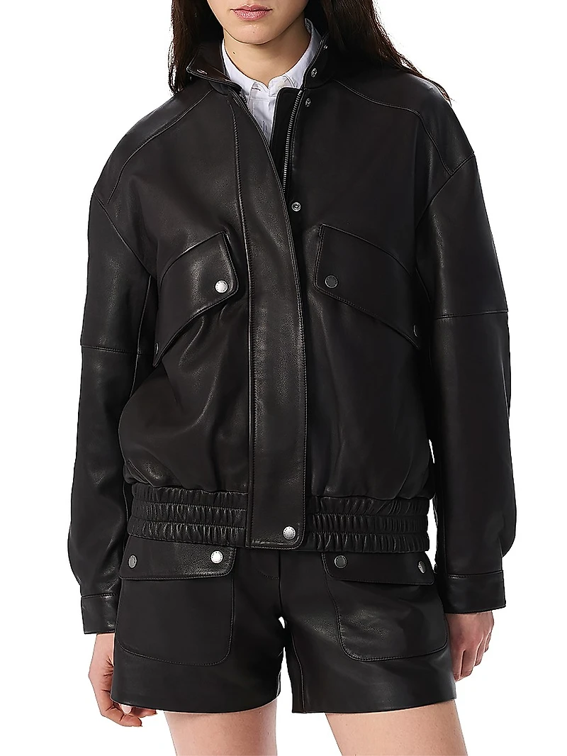 Aria Leather Bomber Jacket