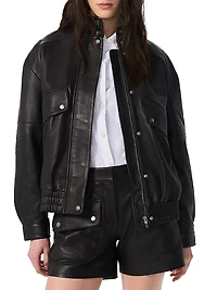 Aria Leather Bomber Jacket