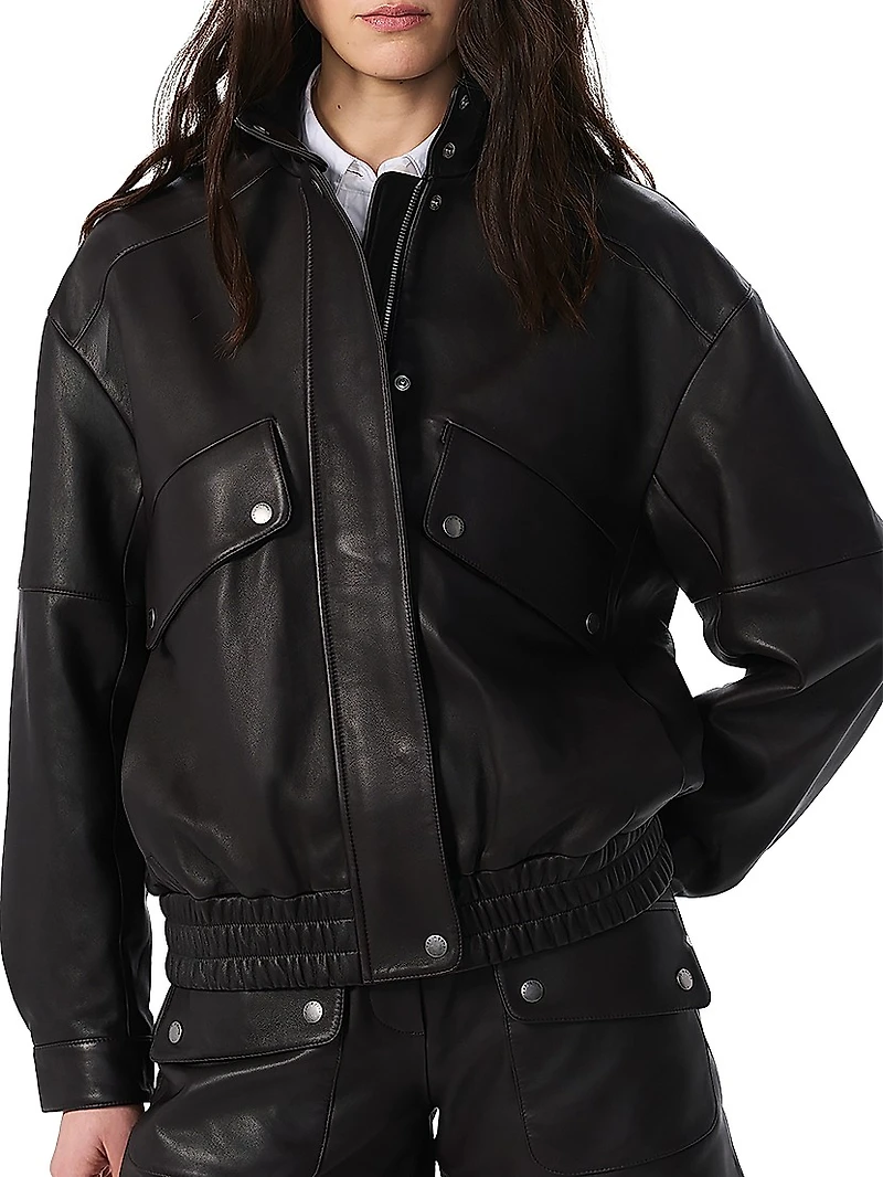 Aria Leather Bomber Jacket