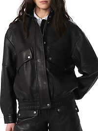 Aria Leather Bomber Jacket