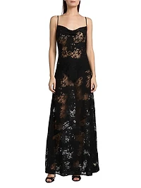 Bettie Floral Lace Cowlneck Maxi Dress