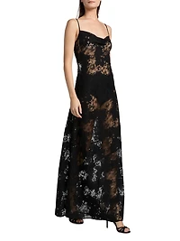 Bettie Floral Lace Cowlneck Maxi Dress