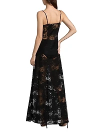 Bettie Floral Lace Cowlneck Maxi Dress